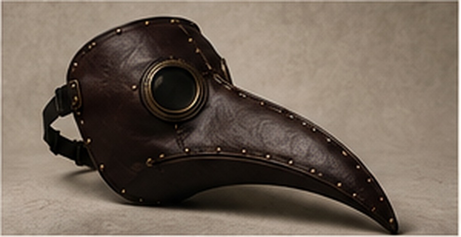 The Apothecary oxblood leather beak mask